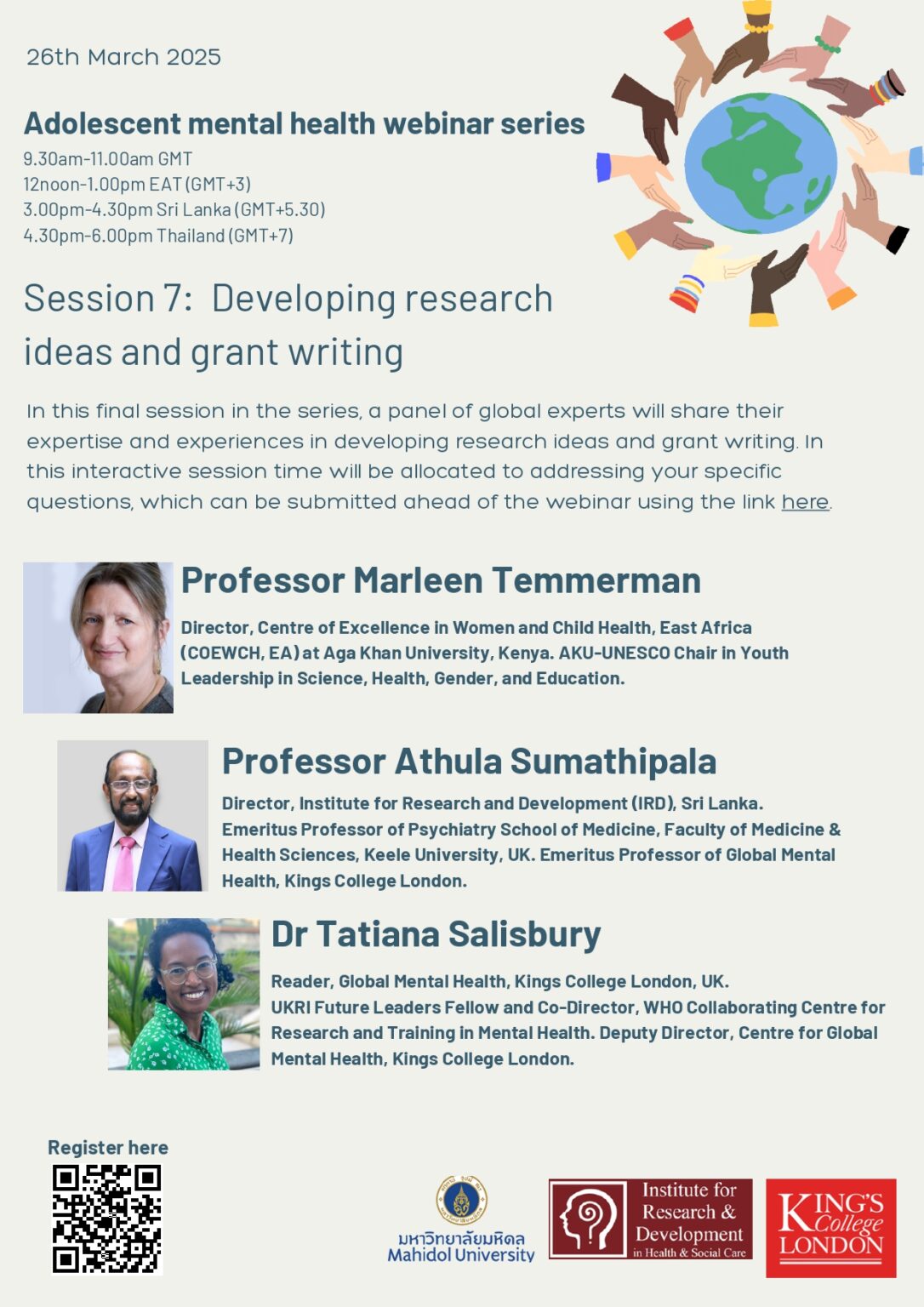Adolescent Mental Health Webinar Series Session 7: Developing Reserarch ...